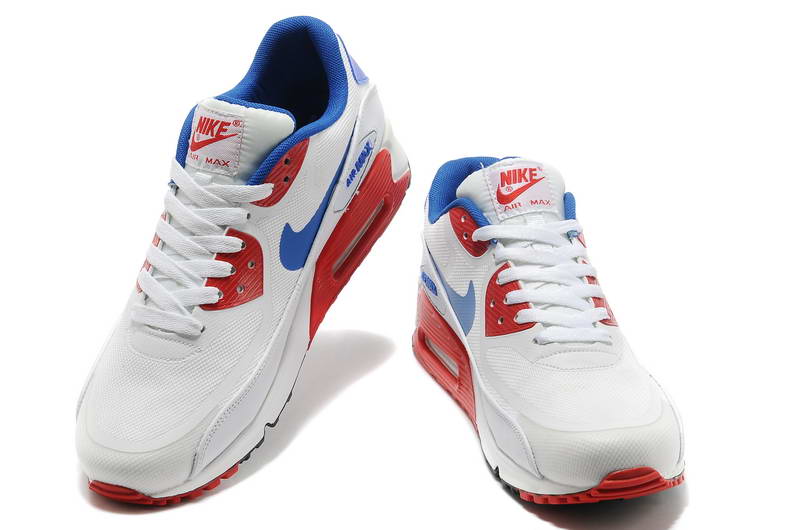 Nike Air Max 90 Chaussures Hommes pre TAPE Blanc Bleu Rouge (2)